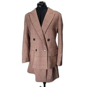 H&M Houndstooth Double Breasted Blazer & Skirt Set